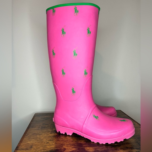 Polo Ralph Lauren Other - Polo Ralph Lauren Repeat Pony RB Girls Boots Pink& Green, size 5
